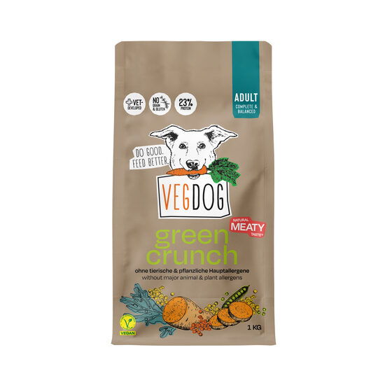 VEGDOG GREEN CRUNCH veganiškas sausas maistas suaugusiems šunims, 1kg